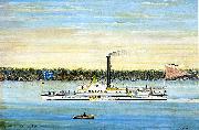 James Bard Trojan, Hudson River steamboat France oil painting artist